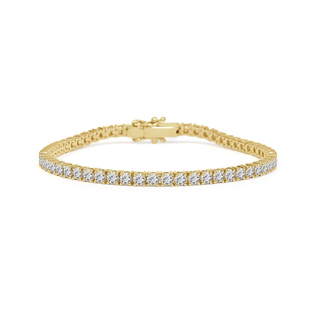 3mm Round Certified Lab Brilliance 18K Gold Tennis Bracelet