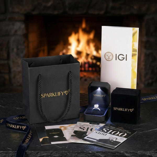 Sparklify: 1ct-5ct IGI Certified Radiant Lab Diamond Ring Set + Matching Eternity Band